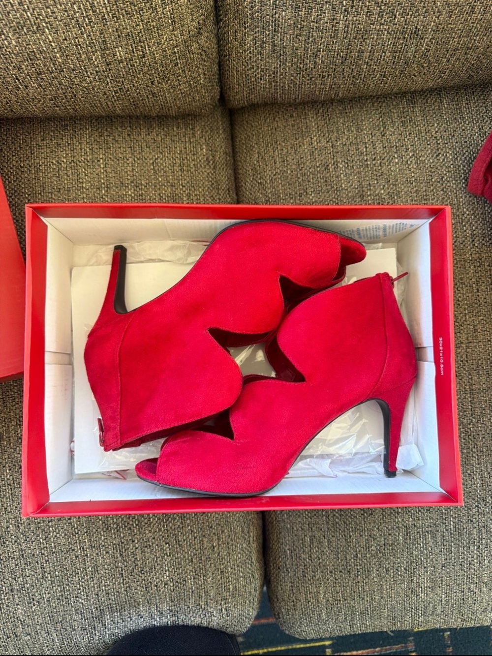 Impo Red Suede Peep-Toe High Heel Booties